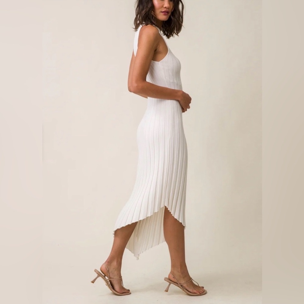 Revolve Ribbed Asymmetrical Dress in Creamy White - Picture 7 of 10